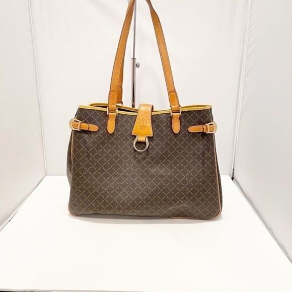 La Tour Eiffel Paris Should Bag Purse Tote Monogram Brown Tan - Picture 3 of 10